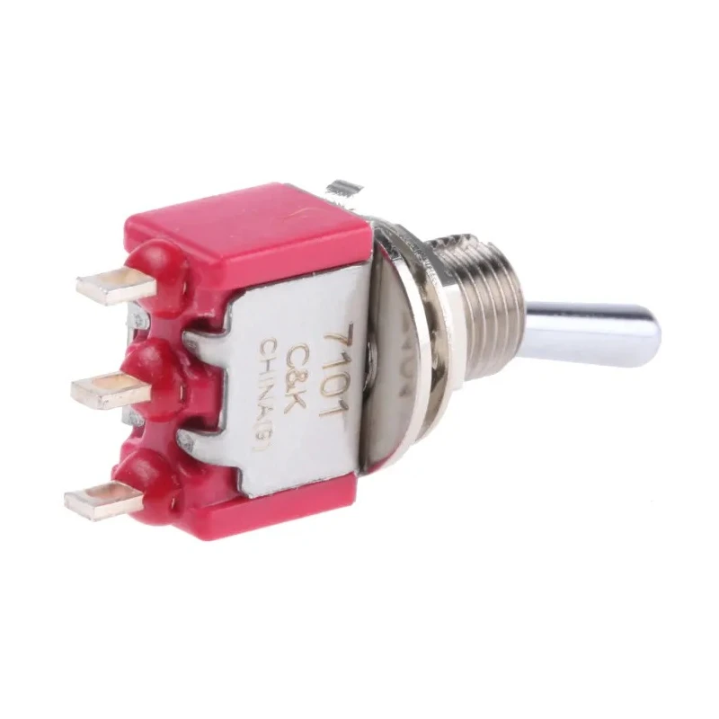 C & K Toggle Switch PCB Mount On-None-On SPDT Solder Terminal Chrome Plated Brass Actuator IP67 28V DC 120V AC 7101SYZQE