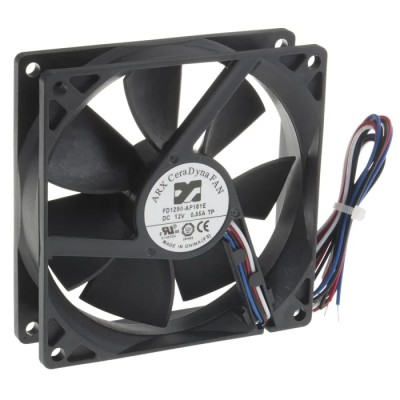 ARX CeraDyna Series Axial Fan 12V DC 6 W 0.55 A Max Air Flow 126 m³/h IP20 92 mm Square Frame 