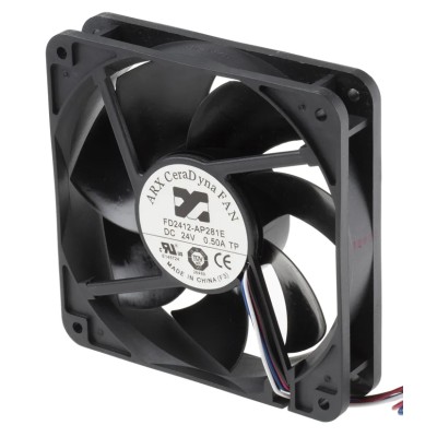 ARX CeraDyna Series Axial Fan 24V DC 11.28W 470mA Max IP20 120 mm Square Frame