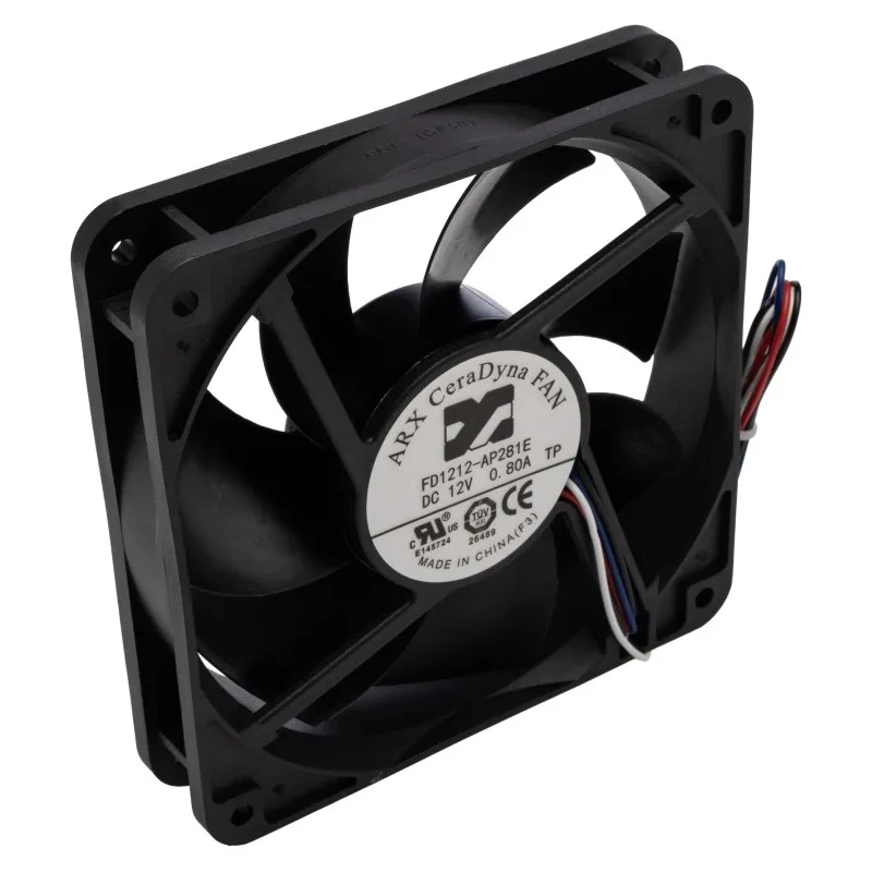 ARX CeraDyna Series Axial Fan, 12V DC, 223 m³/h Airflow, 10.2 W, 850 mA Max Current, , 120 mm Frame Size, Square Frame IP20