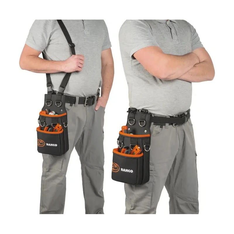 Bahco Polyester Tool Pouch with Shoulder Strap Black Orange 380mm x 200mm x 10mm 3875-MHP6