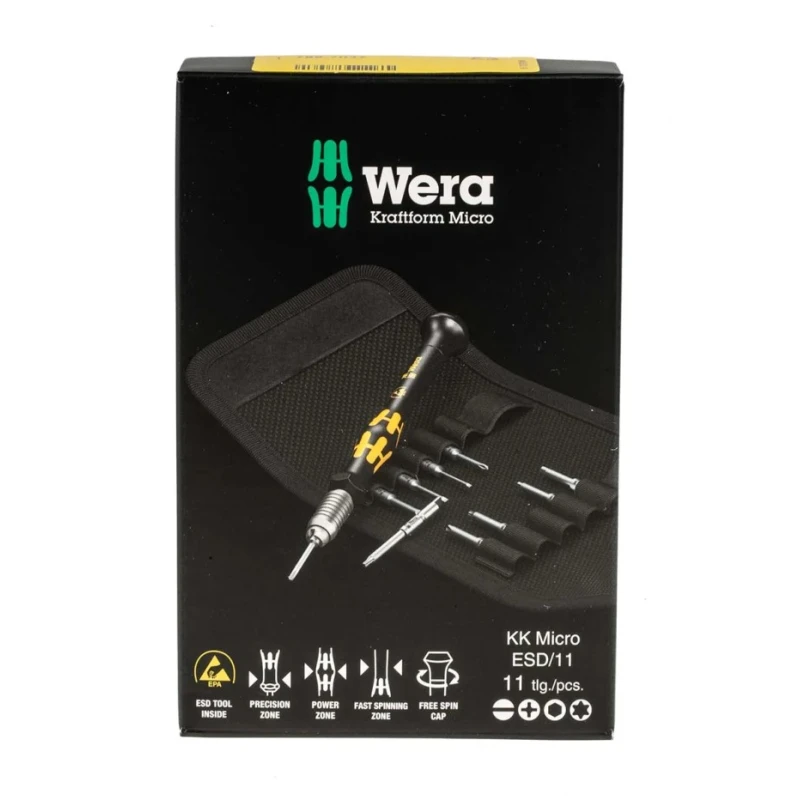 Wera Hexagon, Phillips, Slotted, Torx 11-Piece ESD Safe Screwdriver Set 05073670001