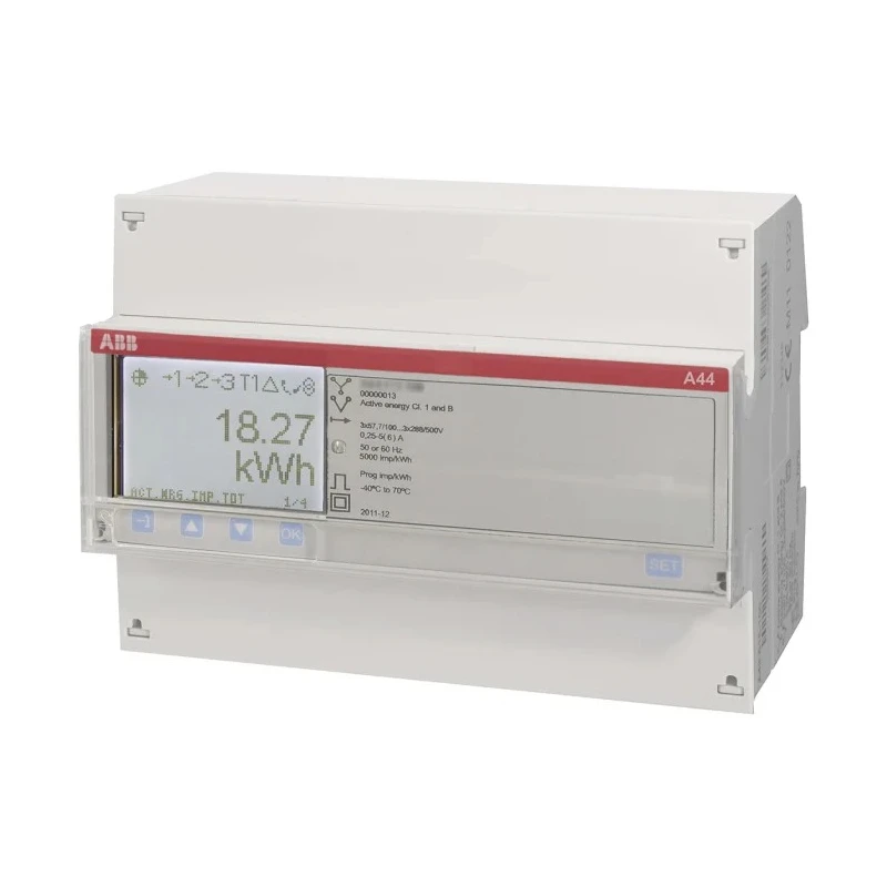 ABB 3 Phase Transformer Connected LCD Energy Meter Series A44, 1 % Accuracy, -40°C to 70°C 2CMA170545R1000 A44 552-100