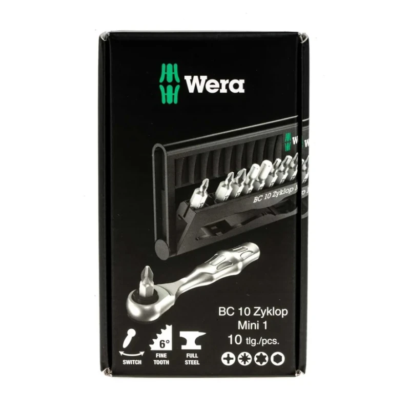 Wera Ratchet Screwdriver 1/4 in Hex Drive Phillips, Pozidriv, Slotted, Torx, 87mm Length 05073645001
