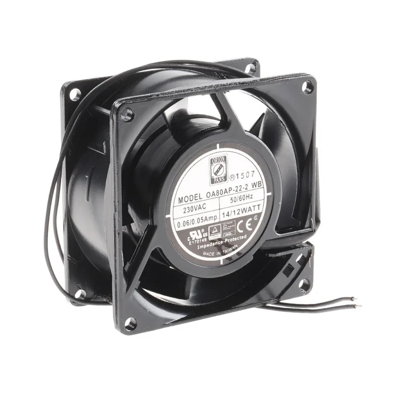 RS PRO Industrial AC Dual Ball Bearing Axial Fan 230V AC, 12 W, 25 CFM, IP44, 80 mm, Model 789-7876