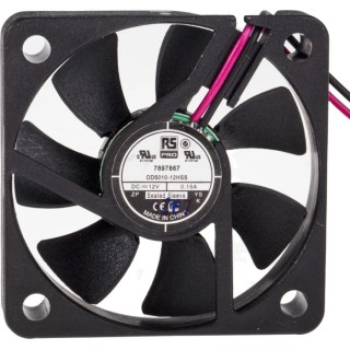 RS PRO Axial Fan 12V DC 1.44W 18.7 m³/h 5200 RPM IP44 Sleeve Bearing 50 mm Square Frame IP44
