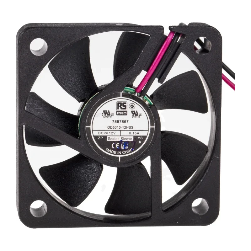 RS PRO Axial Fan 12V DC 1.44W 18.7 m³/h 5200 RPM IP44 Sleeve Bearing 50 mm Square Frame IP44
