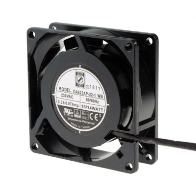 RS PRO AC Dual Ball Bearing Axial Fan, 230V AC, 9W Power, 25 CFM Airflow, 3000 RPM, IP44, 80 mm Frame RS PRO 789-7873