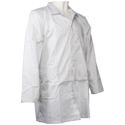 RS PRO White Unisex Reusable ESD Lab Coat Size S 880mm Length Polyester Cotton CE 789-8084