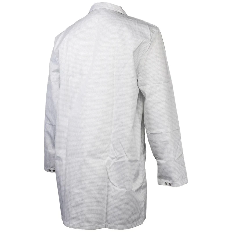 RS PRO White Unisex Reusable ESD Lab Coat Size S 880mm Length Polyester Cotton CE 789-8084