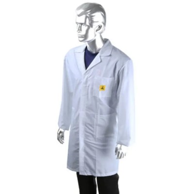 RS PRO White Unisex Reusable Lab Coat XL ESD Safe Polyester Cotton 960mm Length 789-8090