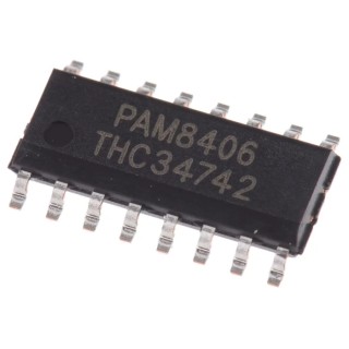 DiodesZetex Audio Amplifier IC, 16-Pin SOP Package, 3.1W Output Power, 2.5V-5.5V Supply Voltage PAM8406ER
