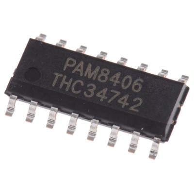 DiodesZetex Audio Amplifier IC, 16-Pin SOP Package, 3.1W Output Power, 2.5V-5.5V Supply Voltage PAM8406ER