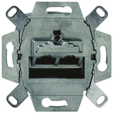 Busch Jaeger - ABB RJ45 Flush Shielded Data Connection Outlet 2 Outlets Grey 