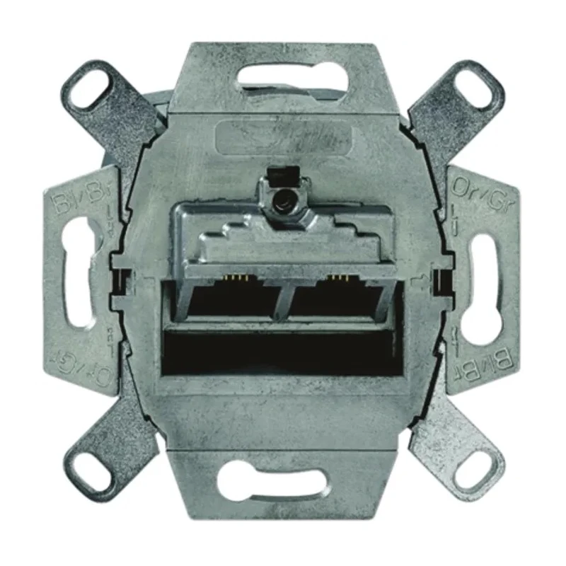 Busch Jaeger - ABB RJ45 Flush Shielded Data Connection Outlet 2 Outlets Grey 