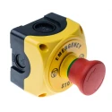 Lovato Electric S1PY Series Twist Release Emergency Stop Push Button, Surface Mount, 1 NC, IP69K, IP67, IP66 