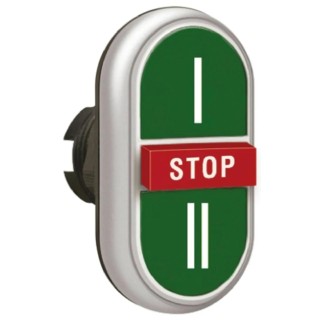 Lovato Electric Platinum Series Red, Green Spring Return Push Button Head, 22 mm Cutout, IP69K, IP67, IP66 LPCB7345