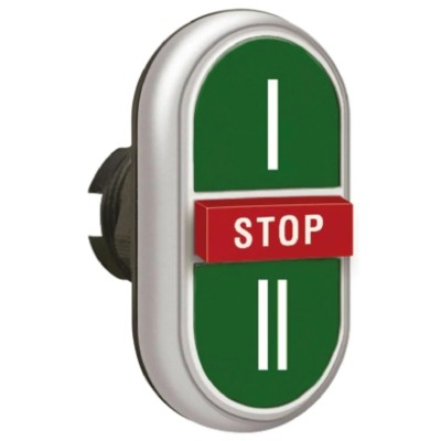 Lovato Electric Platinum Series Red, Green Spring Return Push Button Head, 22 mm Cutout, IP69K, IP67, IP66 LPCB7345