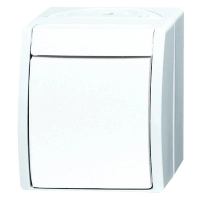 Busch Jaeger - ABB 1 Way Retractive Light Switch, 1 Gang, 10A, 25V, Surface Mount 2621 W-54