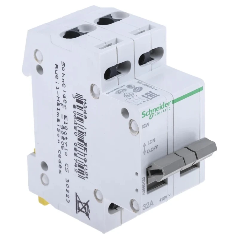 Schneider Electric 4-Pole Surface Mount Isolator Switch, 32A, IP40, 250V AC, Grey Handle A9S60432