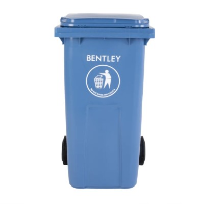 RS PRO 240L Blue Flip Polypropylene Wheeled Waste Bin 580mm Width 1.065m Height 790-6873