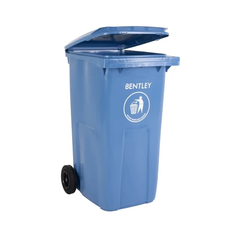 RS PRO 240L Blue Flip Polypropylene Wheeled Waste Bin 580mm Width 1.065m Height 790-6873