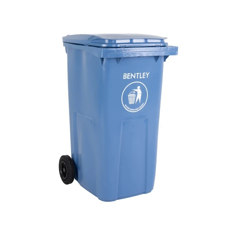 RS PRO 240L Blue Flip Polypropylene Wheeled Waste Bin 580mm Width 1.065m Height 790-6873