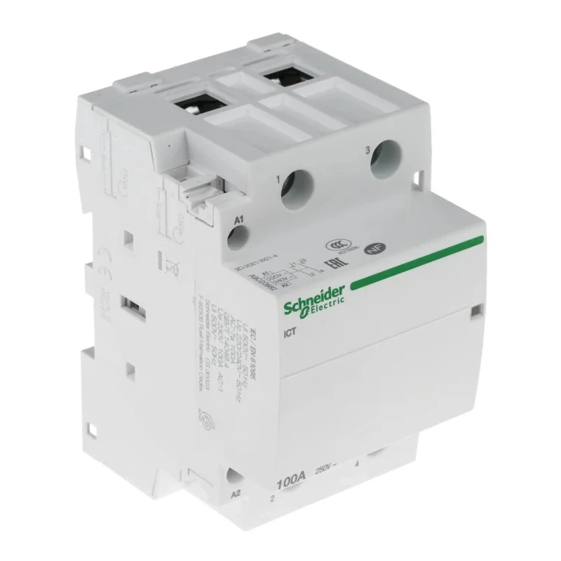 Schneider Electric ICT Series Contactor, 230V AC Coil, 2-Pole, 100A, 2.1W Power Rating, DIN Rail Mount A9C20882