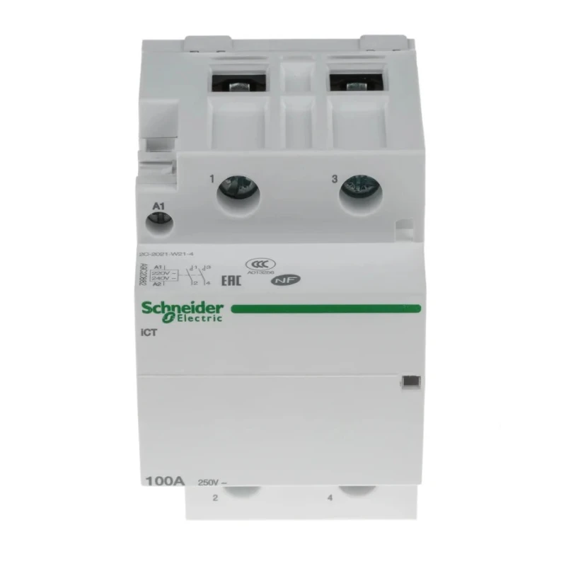 Schneider Electric ICT Series Contactor, 230V AC Coil, 2-Pole, 100A, 2.1W Power Rating, DIN Rail Mount A9C20882