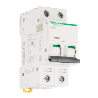 Schneider Electric Acti9 iC60H Miniature Circuit Breaker, 2-Pole, 6A, Type C, 12V-440V AC, 100V DC, Thermal A9F54206
