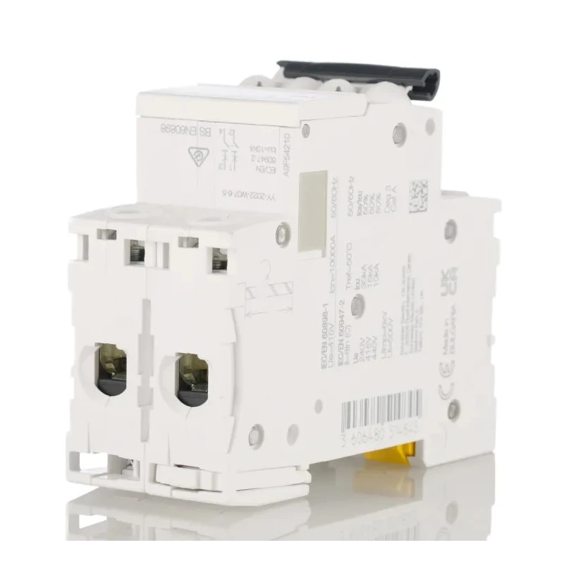 Schneider Electric Acti9 iC60H Miniature Circuit Breaker, 2-Pole, 6A, Type C, 12V-440V AC, 100V DC, Thermal A9F54206