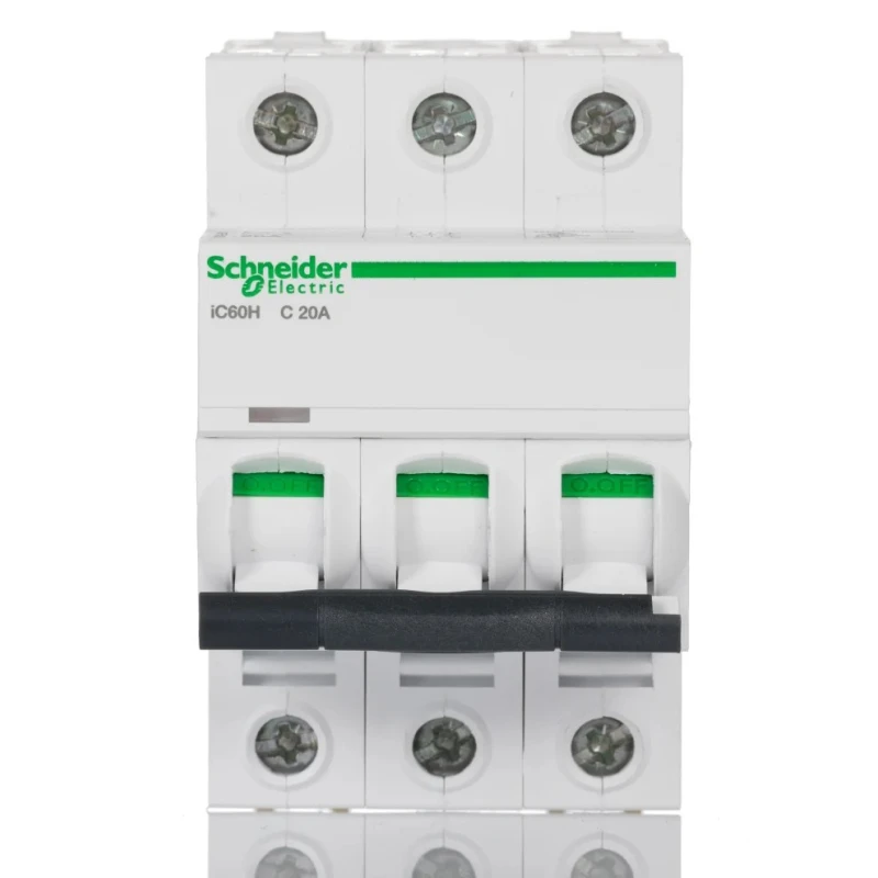 Schneider Electric Acti9 iC60H Miniature Circuit Breaker 3-Pole 20A Type C Thermal Magnetic Tripping A9F54320