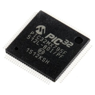 Microchip PIC32MX Microcontroller 32 bit MIPS32, 80 MHz, 512kB FLASH, 100-Pin TQFP PIC32MX795F512L-80I/PF