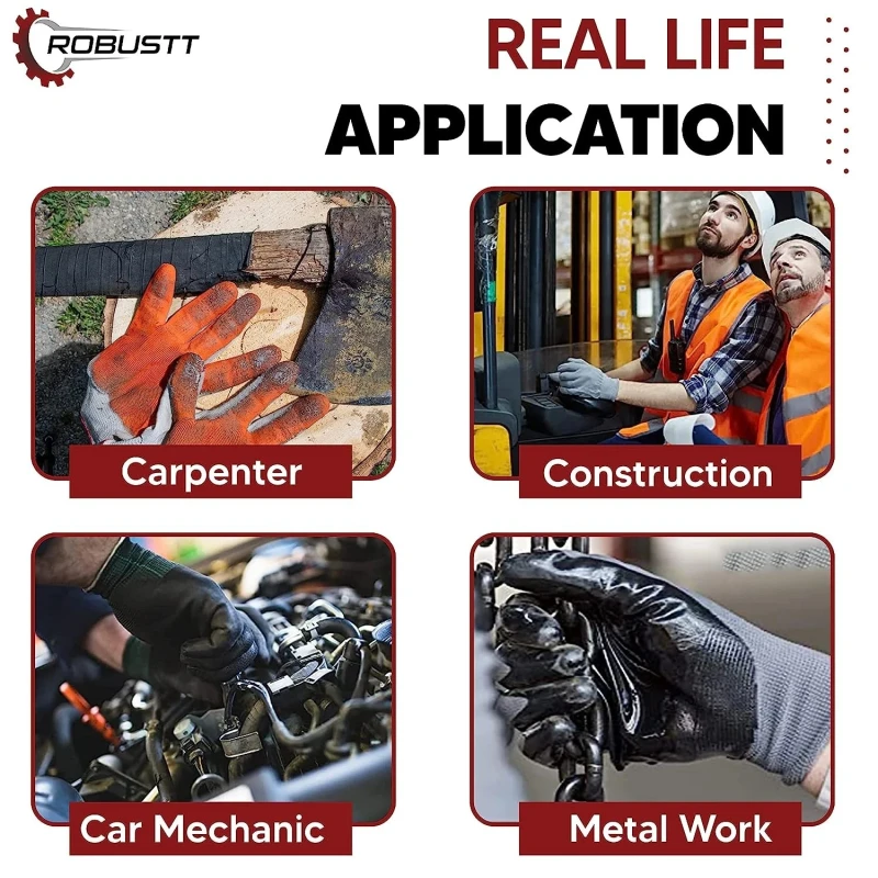 Buy Robustt Multicolor Nylon Nitrile Safety Hand Gloves Online