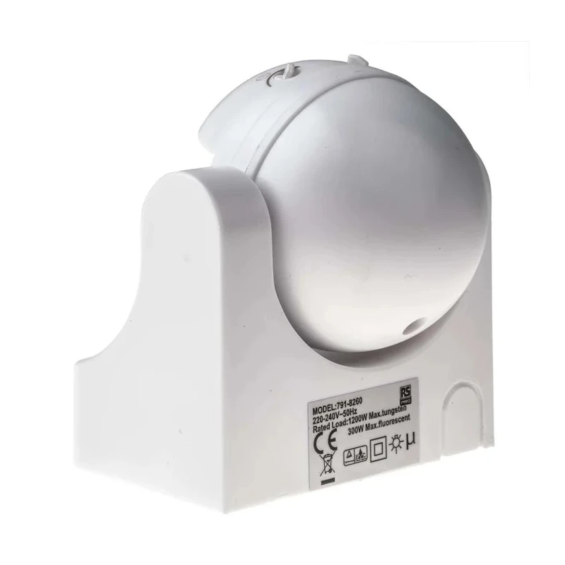 RS PRO PIR Motion Detector PIR Sensor 220-240 V AC 1.5 kW Power Consumption 450 mW 12 m Range 791-8260