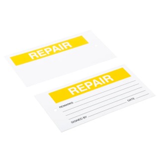 RS PRO Pre-Printed Label REPAIR with Tie Fixing, Black Text on White Background, 145mm x 75mm, Quantity 1 Per Pack 792-4492