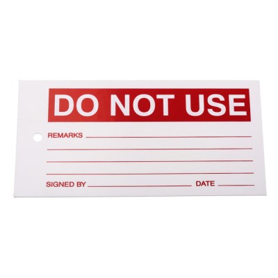 RS PRO Pre-Printed Label Do Not Use, Tie Fixing, Red Text on White Background, 145mm x 75mm 792-4495