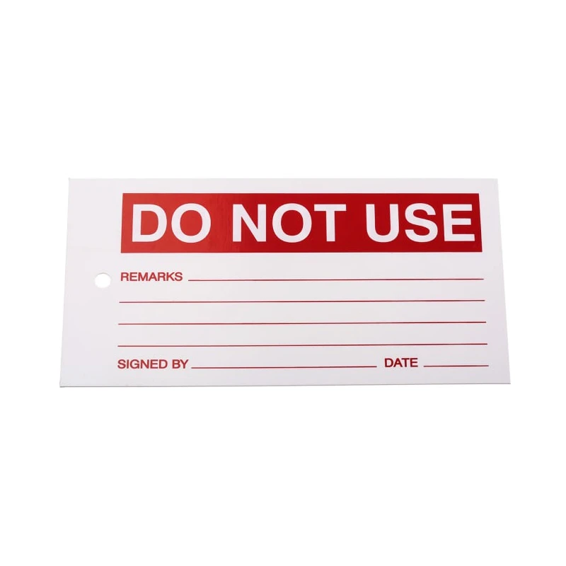 RS PRO Pre-Printed Label Do Not Use, Tie Fixing, Red Text on White Background, 145mm x 75mm 792-4495