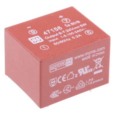 Myrra 2 Output SMPS Transformer 5W Power, Primary 370 V dc & 265 V ac, Secondary 3.3 to 24 V dc 47156