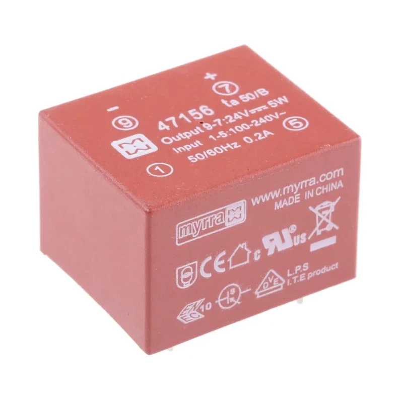 Myrra 2 Output SMPS Transformer 5W Power, Primary 370 V dc & 265 V ac, Secondary 3.3 to 24 V dc 47156