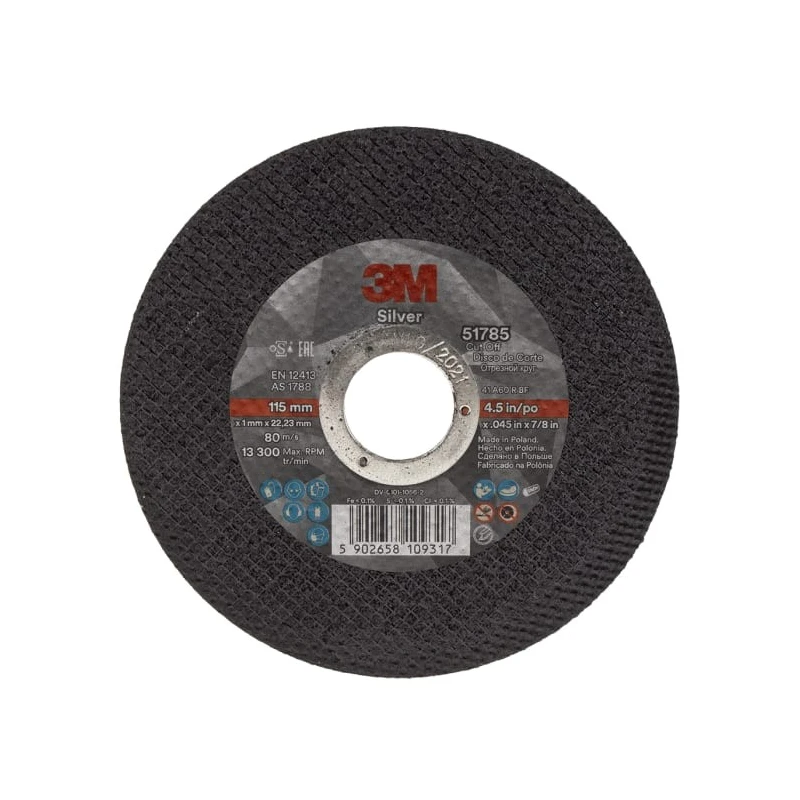 3M Silver Precision Shaped Grain Abrasive Wheel 115 mm Diameter P60 Grit 51785