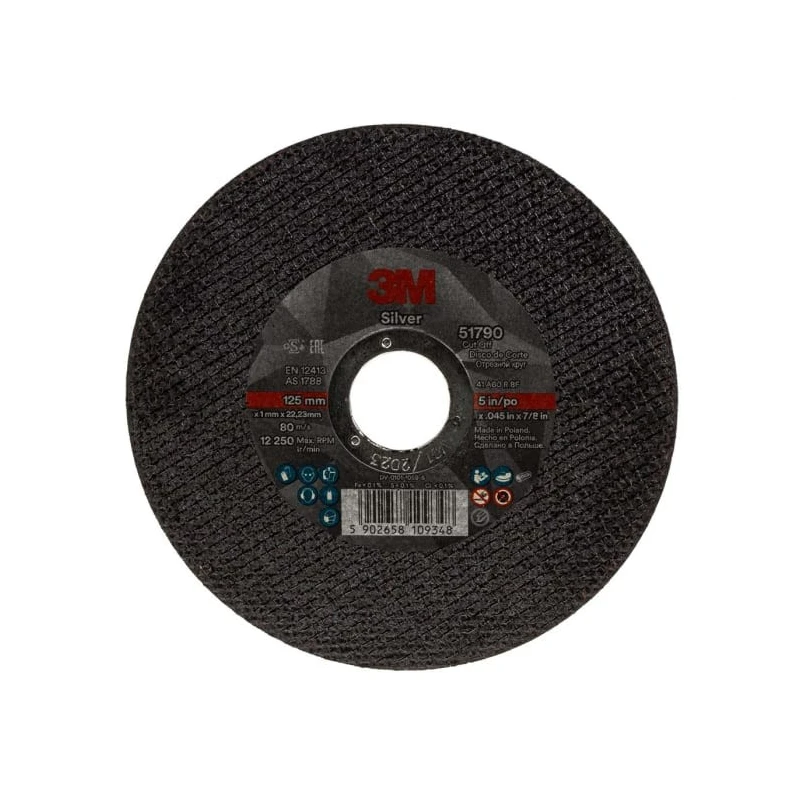 3M Silver Aluminium Oxide Abrasive Wheel, 125 mm Diameter, P120 Grit Fine 51790