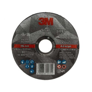 3M Abrasive Wheel Silver Series Aluminium Oxide Medium Grade 115 mm Diameter P80 Grit 51787