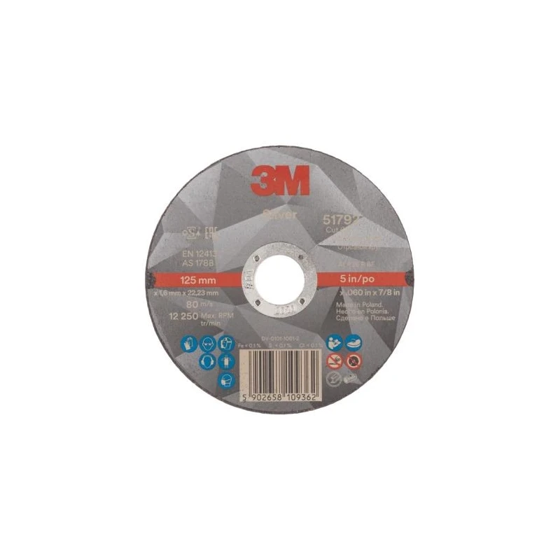 3M Silver Precision Shaped Grain Abrasive Wheel 125 mm Diameter 36+ Grit 51792