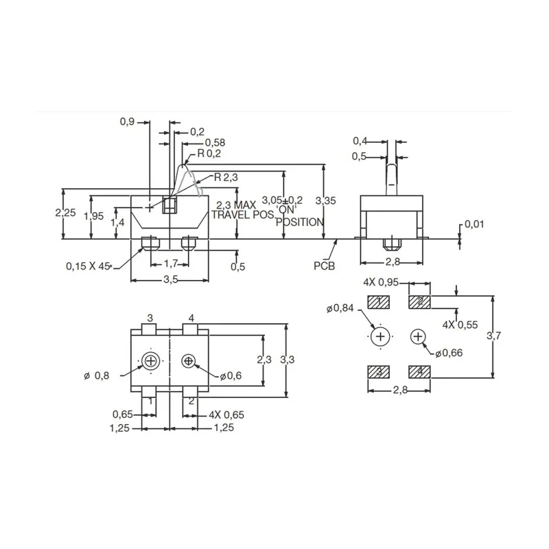 C & K Micro Mini Detector Switch SPST 1mA Silver over Nickel Plated Phosphor Bronze HDT0001
