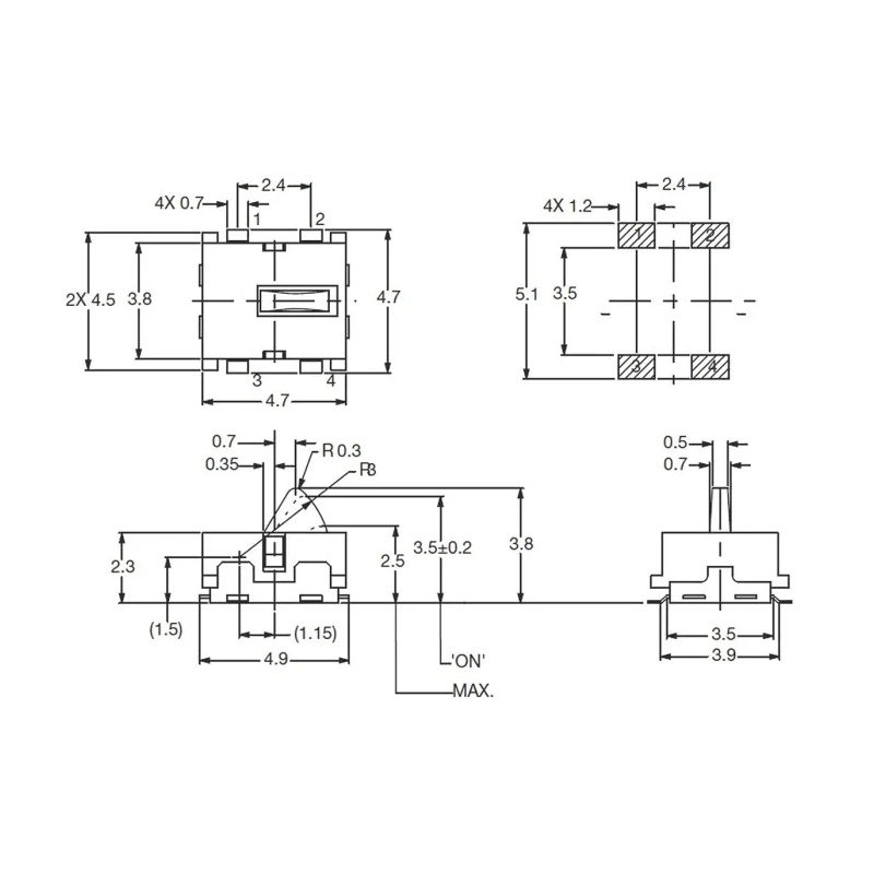 C & K Detector Switch SPST 1mA Silver over Nickel Plated Phosphor Bronze HDT0004