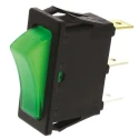 RS PRO Illuminated SPST On-Off Rocker Switch Panel, 20A, Panel Mount, Green Actuator, IP58 IP88, Model 793-2484