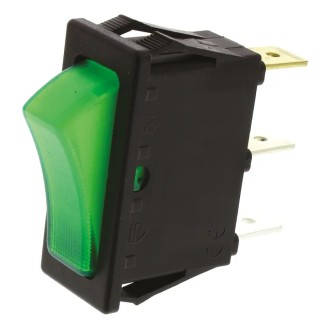 RS PRO Illuminated SPST On-Off Rocker Switch Panel, 20A, Panel Mount, Green Actuator, IP58 IP88, Model 793-2484