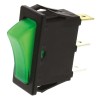 RS PRO Illuminated SPST On-Off Rocker Switch Panel, 20A, Panel Mount, Green Actuator, IP58 IP88, Model 793-2484