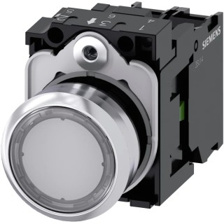 Siemens SIRIUS ACT 3SU11 Series Illuminated Push Button Complete Unit Panel Mount 22 mm Cutout Clear SPST 3SU1152-0AB70-1BA0